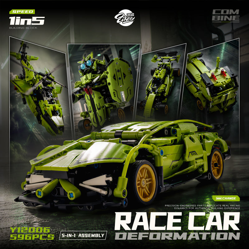 EIKEE Y12006 5-in-1 Green Racing Cars | 596+ pcs