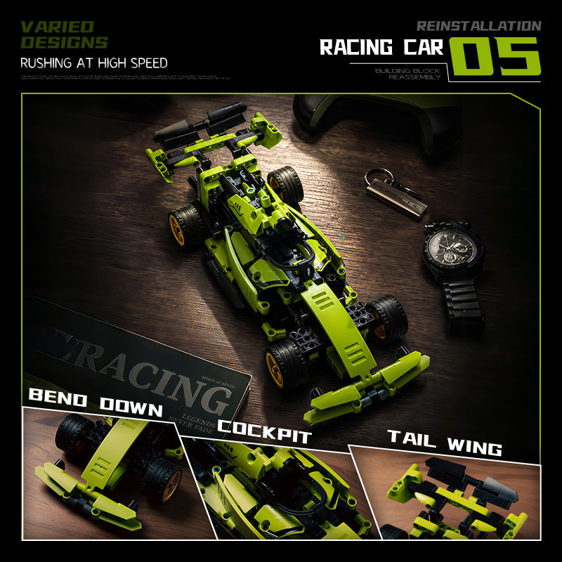 EIKEE Y12006 5-in-1 Green Racing Cars | 596+ pcs