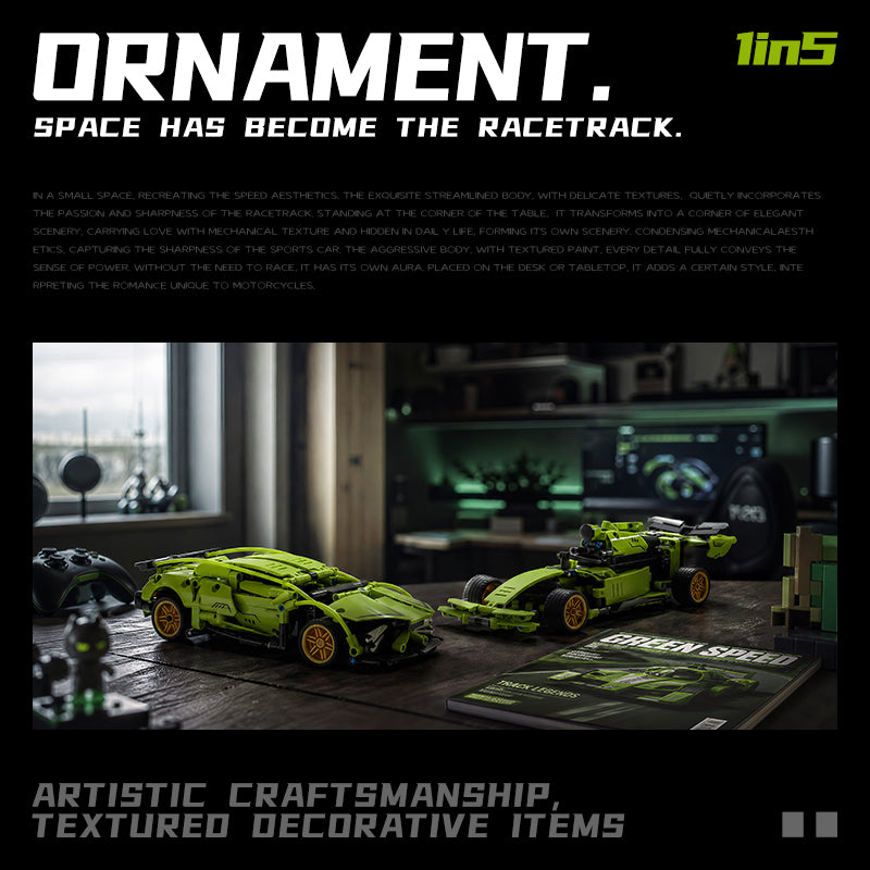 EIKEE Y12006 5-in-1 Green Racing Cars | 596+ pcs