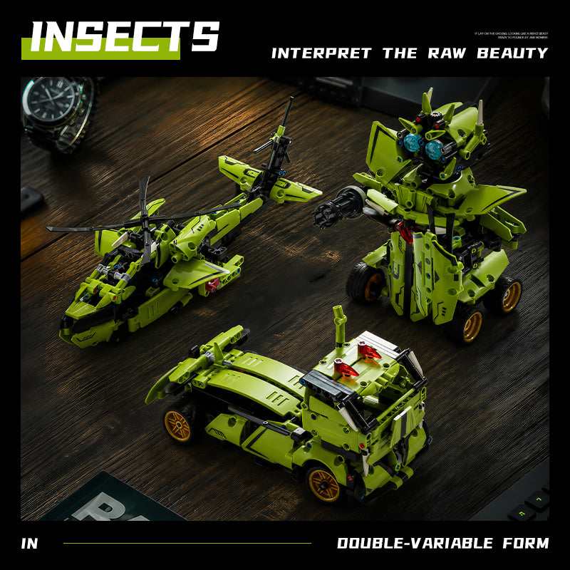 EIKEE Y12006 5-in-1 Green Racing Cars | 596+ pcs