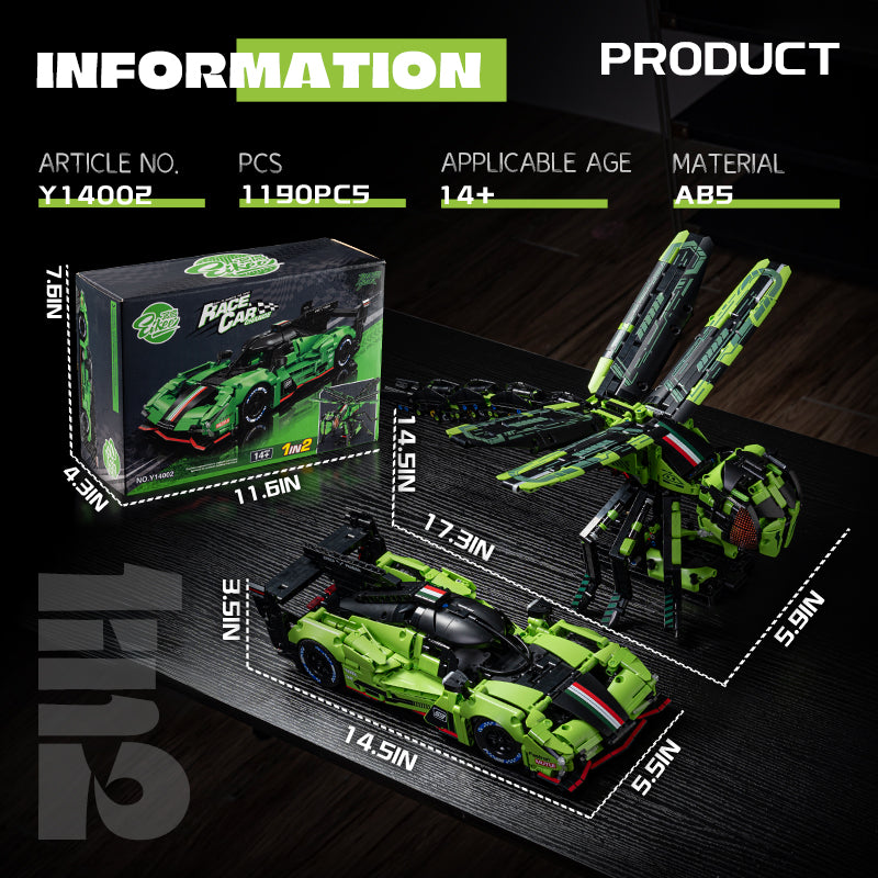 EIKEE Y14002 - SC63 & Dragonfly 1 IN 2 Combine Supercar | 1,190+pcs