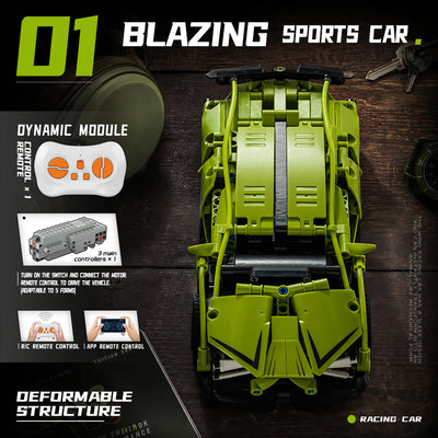EIKEE Y12006 5-in-1 Green Racing Cars | 596+ pcs