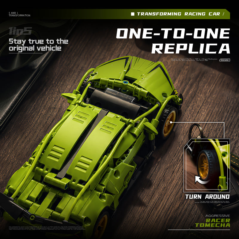 EIKEE Y12006 5-in-1 Green Racing Cars | 596+ pcs