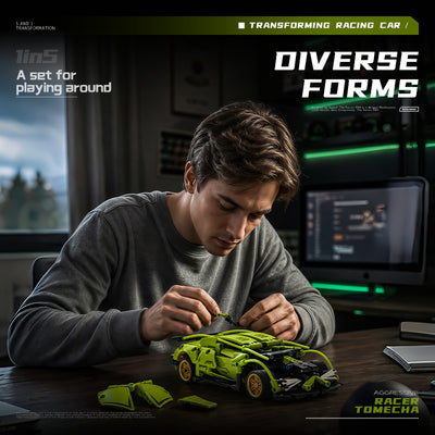 EIKEE Y12006 5-in-1 Green Racing Cars | 596+ pcs