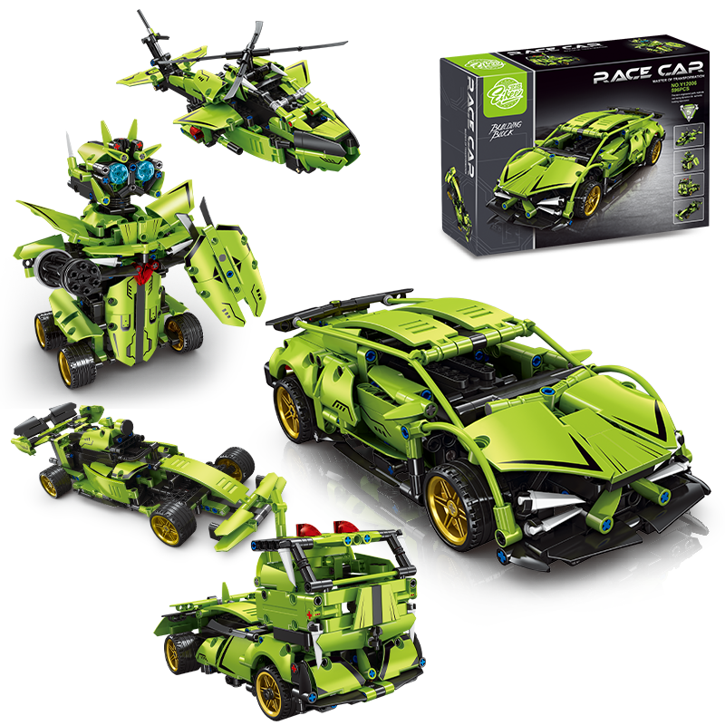 EIKEE Y12006 - 5-in-1 Green Racing Car Building Set | 596+ pcs