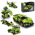 EIKEE Y12006 - 5-in-1 Green Racing Car Building Set | 596+ pcs