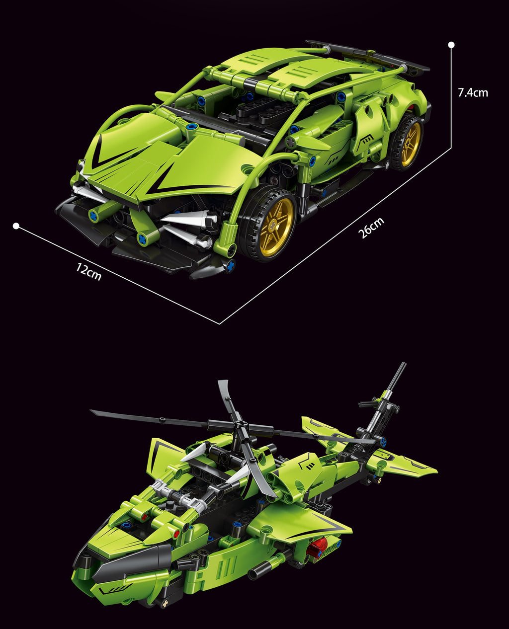 EIKEE Y12006 - 5-in-1 Green Racing Car Building Set | 596+ pcs